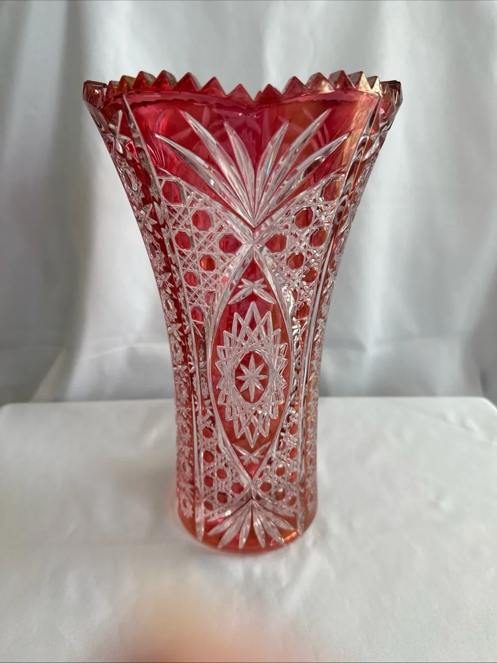 Vintage Cristal D'Arques Durand Chesnay Rubis Cut to Clear Crystal Vase 11